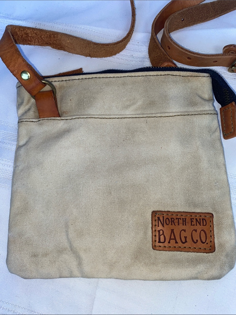 Beige Canvas Messenger Crossbody